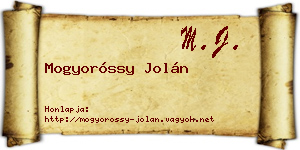 Mogyoróssy Jolán névjegykártya