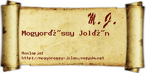 Mogyoróssy Jolán névjegykártya